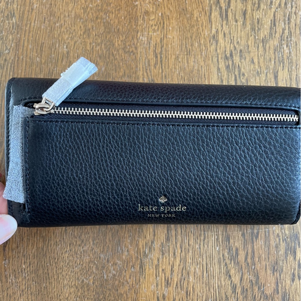 Kate Spade Marti Large Slim Flap Wallet Black Leather - Picture 9 of 12